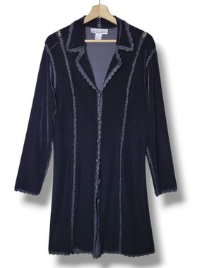 Sophie Chang Vtg Black Velvet Longline Jacket Size M